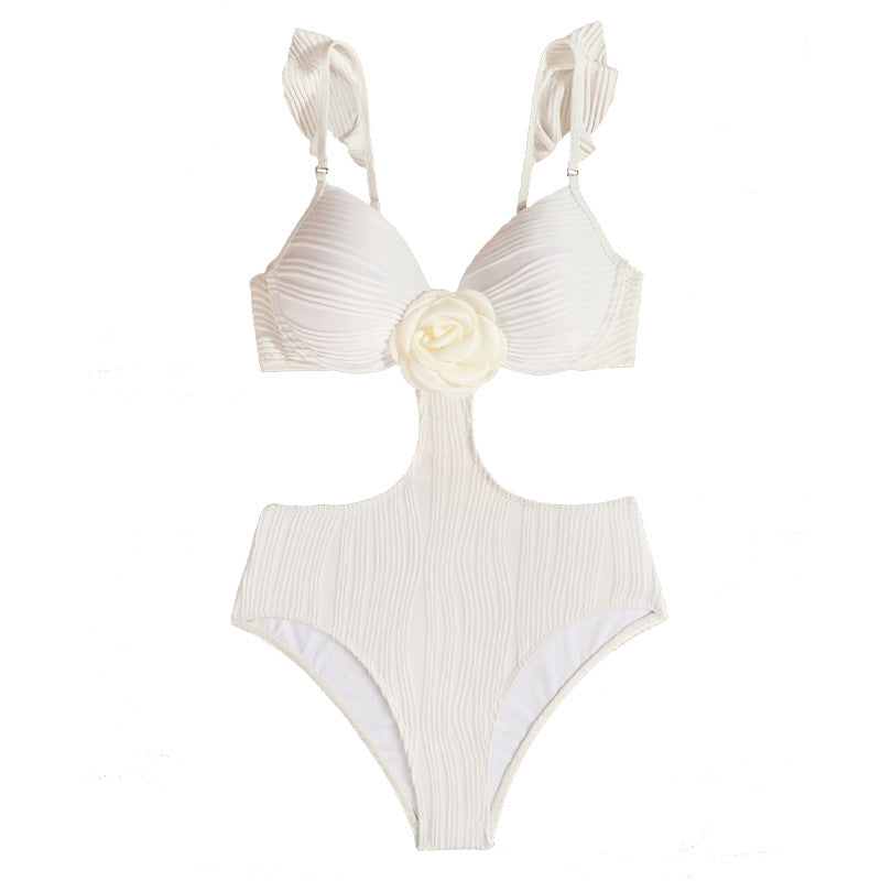 Dame One-Piece Badedragt med floral design og raffinering cut-out Skovae
