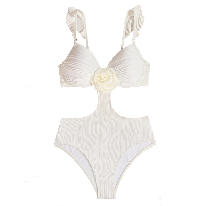 Dame One-Piece Badedragt med floral design og raffinering cut-out Skovae