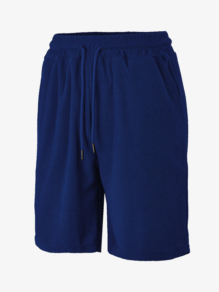 Herrer Frottee-shorts med fiskebensmønster, elastisk snor i taljen og sidelommer Skovae