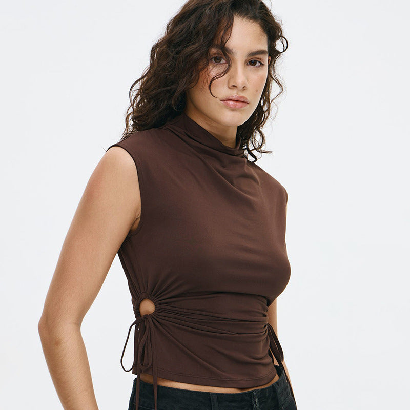 Femme Modern Højkrave Rynkebluse Stilla
