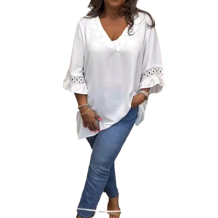 Damer elegant Bluse med florale broderier Stilla