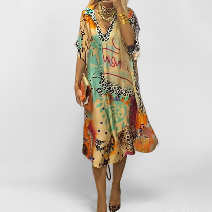 Dame Kaftan Kjole med moderne grafikdesign og løst snit Stilla