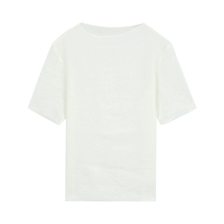 Dame afslappet Relaxed-Fit T-shirt i højkvalitets bomuldsblanding med rund halsudskæring og minimalistisk æstetik Stilla