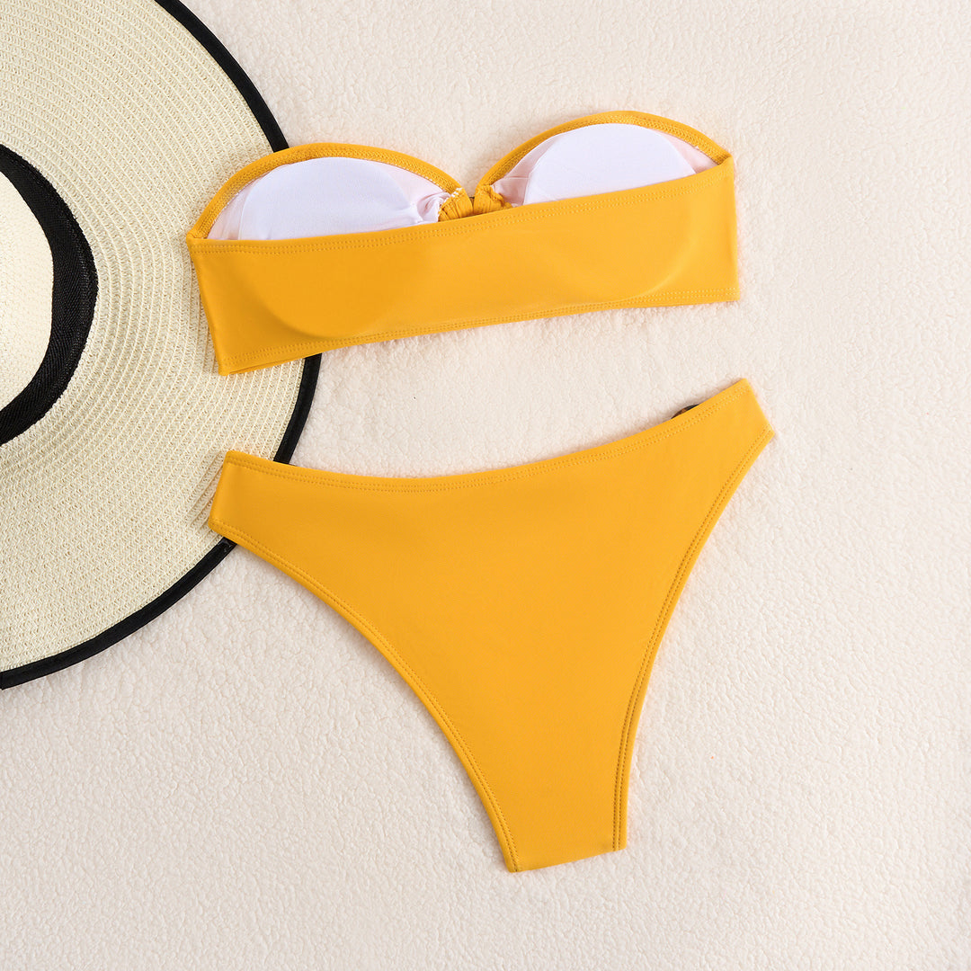 Dame Bandeau Bikini Sæt med Ringdetaljer Stilla