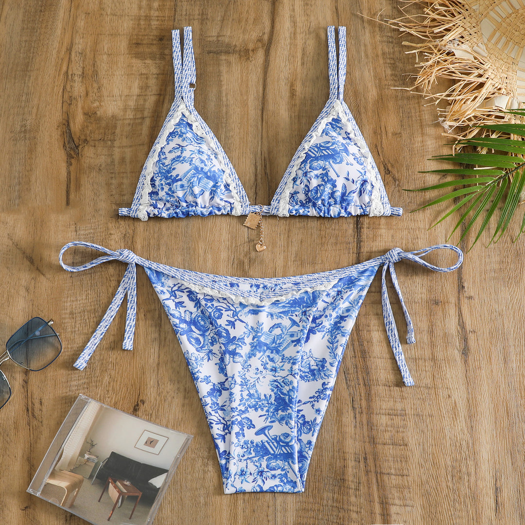Dame blomstertryk trekants-bikini-sæt Stilla 1750838625