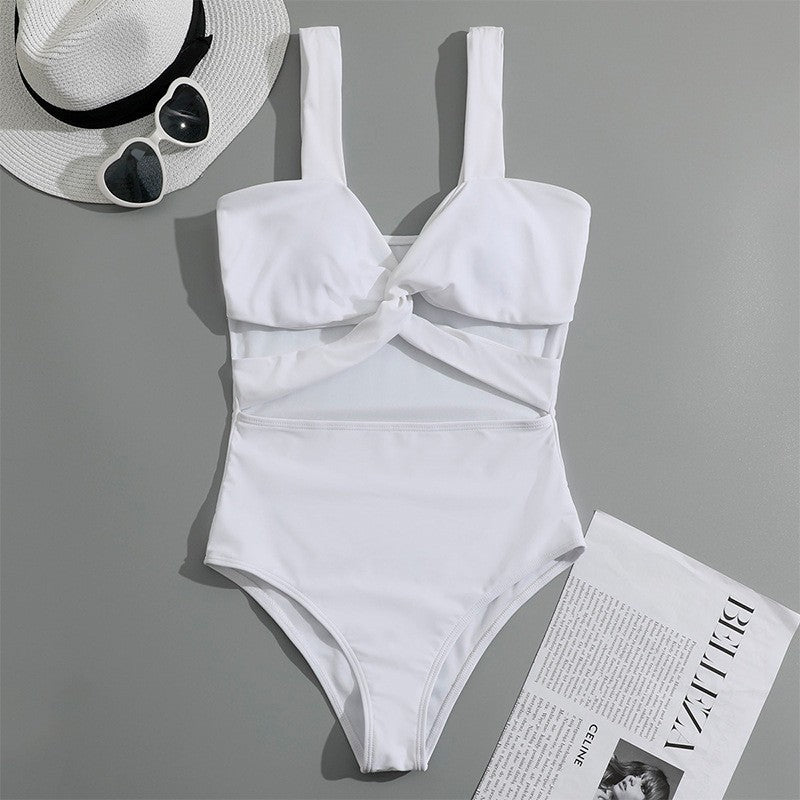 Dame one-piece badedragt med elegante volants detaljer Skovae