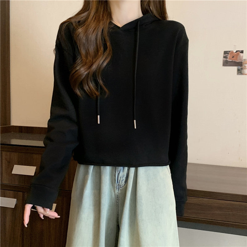 Femme Crop-Hoodie med justerbare snore Stilla