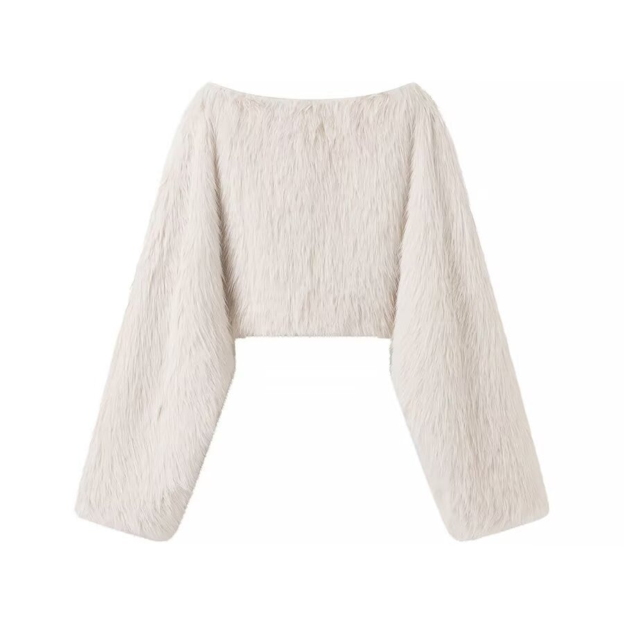 Femme Cropped Kunsfn fur Pullover Stilla