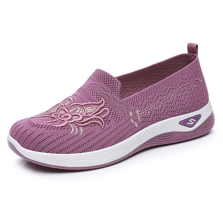 Dame Komfortable Slip-On Sneakers med floral broderi Stilla