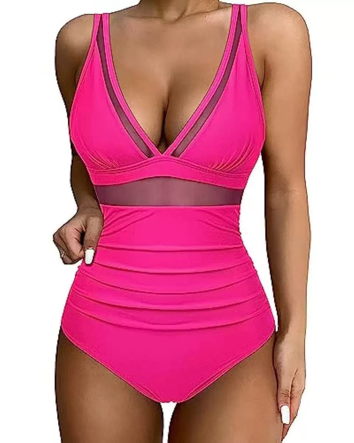 Dame højtaljede bikinier med mesh-detaljer og dyb udskæring Stilla