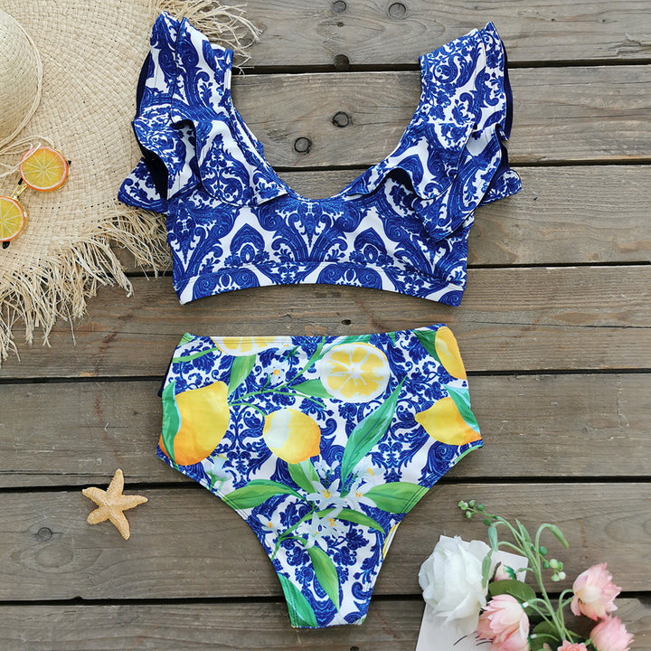 Dame Bikini-sæt med raffineret flæsedesign og elegant taljebånd Stilla