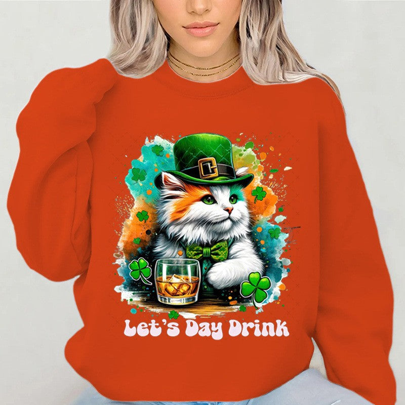Kvinders sweatshirt med sjov katte-design og inspirerende tekst Stilla