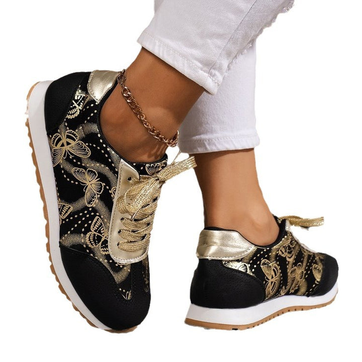Damemode Sneakers med blomsterdesign og skinnende accenter Stilla