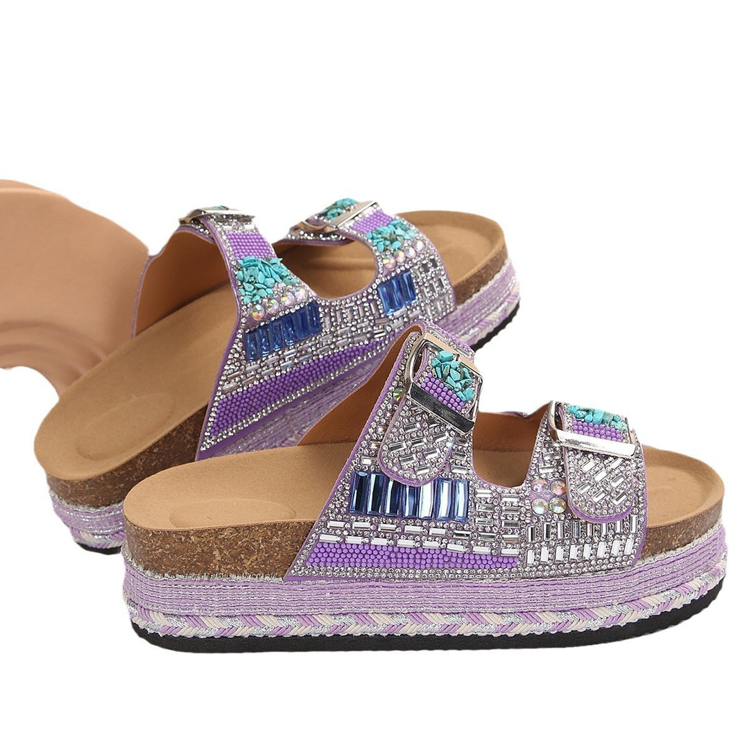 Dame luksus-sandaler med elegante dekorative elementer og skridsikker sål Stilla