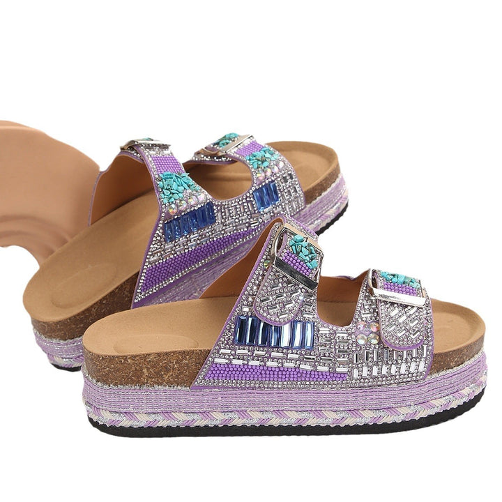 Dame luksus-sandaler med elegante dekorative elementer og skridsikker sål Stilla