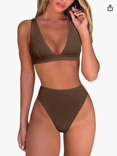 Dame Høj taljeret Bikini Sæt med V-Udskæring Skovae