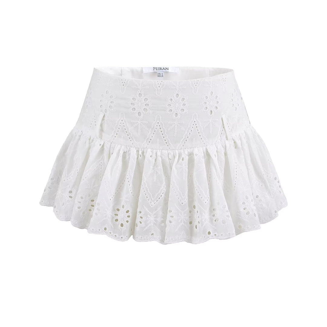 Femme Broderet Flæse Mini Skirt Stilla