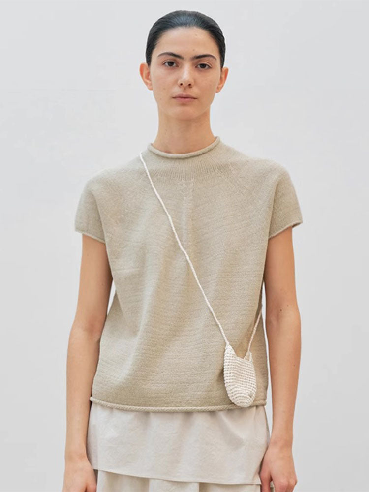 Dame kortærmet pullover med elegant ståkrave og kvalitets strikkestruktur Stilla