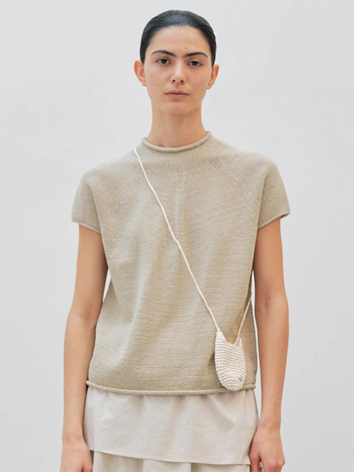 Dame kortærmet pullover med elegant ståkrave og kvalitets strikkestruktur Stilla