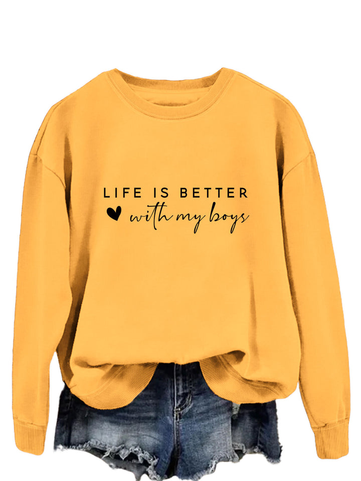 Kvinders hyggelige crew neck sweater med inspirerende print Stilla