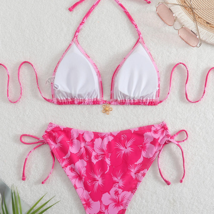 Dame Triangel-Bikini med legende blomsterdetaljer Skovae