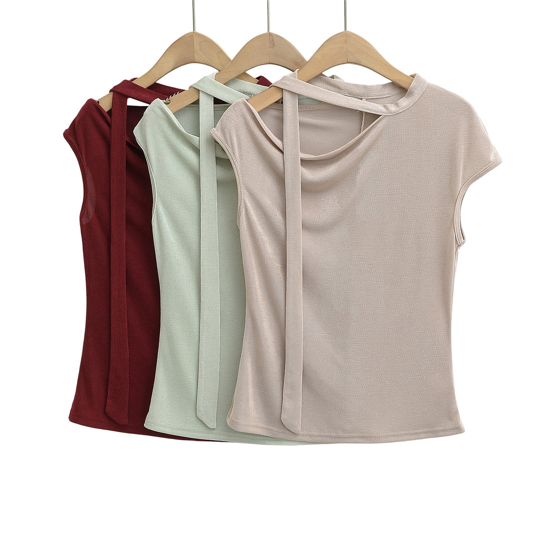 Dame elegant indpakningsoberdel med justerbare stropper og asymmetrisk snit Stilla