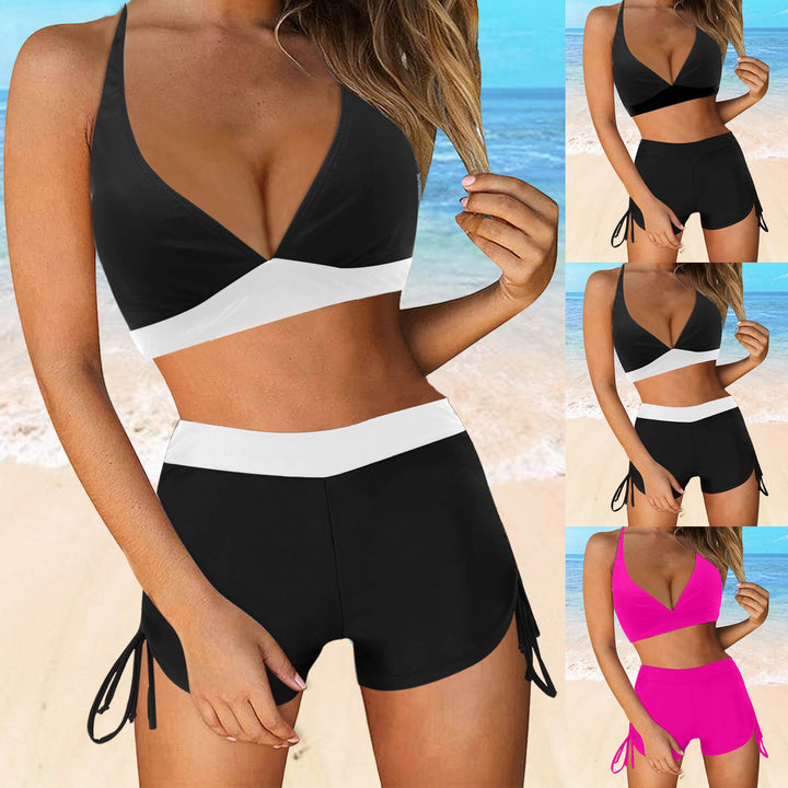 Dame Sporty bikini sæt med moderigtig høj talje og sidesnor bånd Skovae