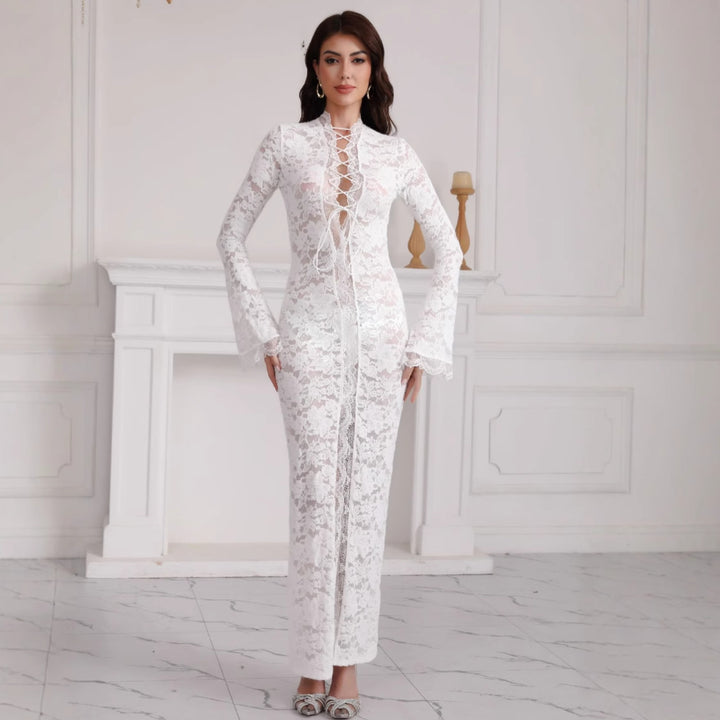 Dame Elegant Spids-Maxi-Kjole Stilla
