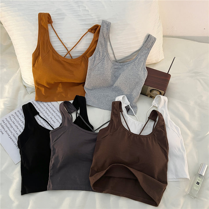 Femme Stilfuld Korte Tanktop med Komplekst Stropdesign Stilla
