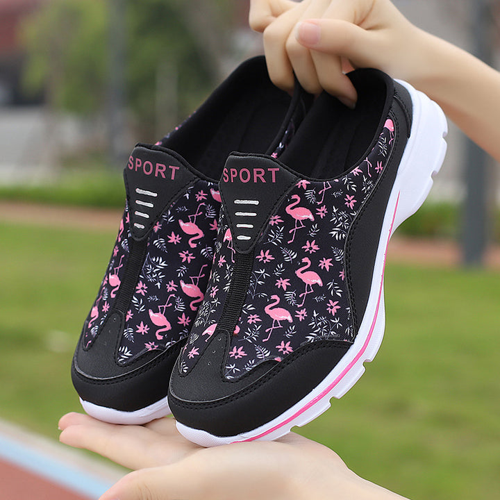 Dame nan Slip-sneaker med flamingo-motiv, elastisk indgang og dæmpet EVA-sål Skovae