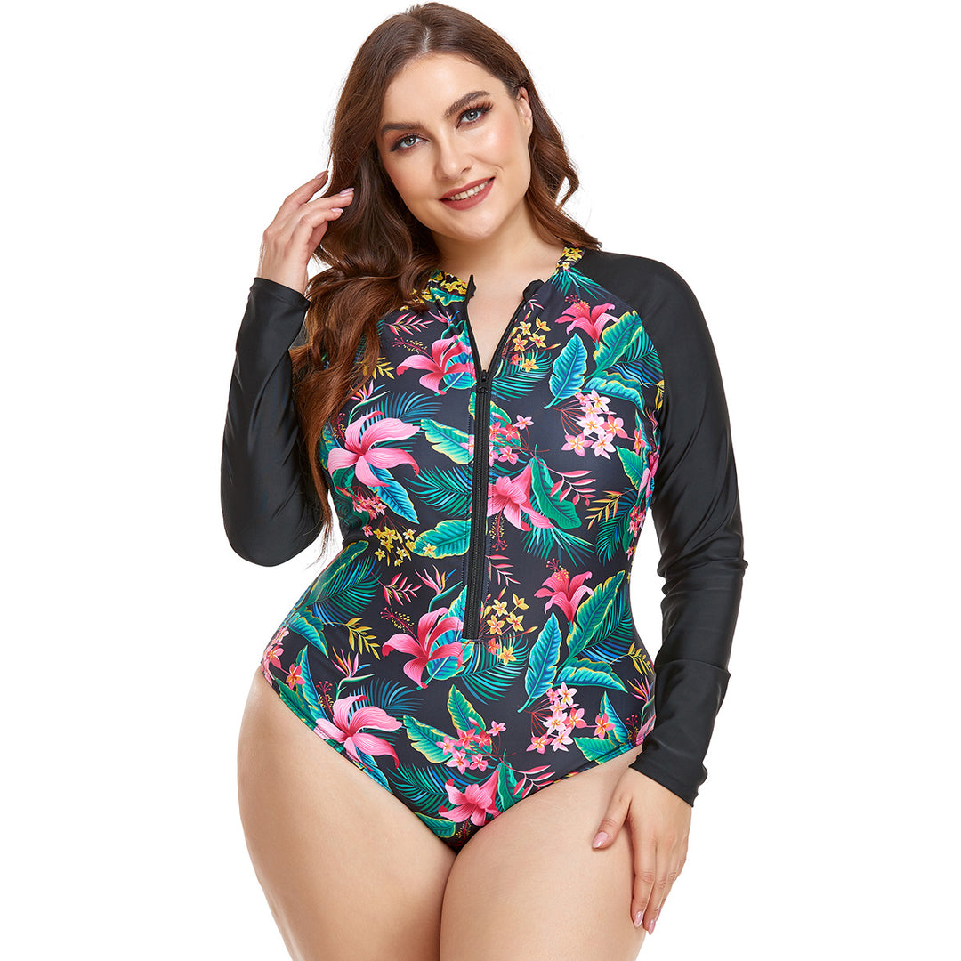 Dame Rashguard badedragt med blomster mønster Skovae