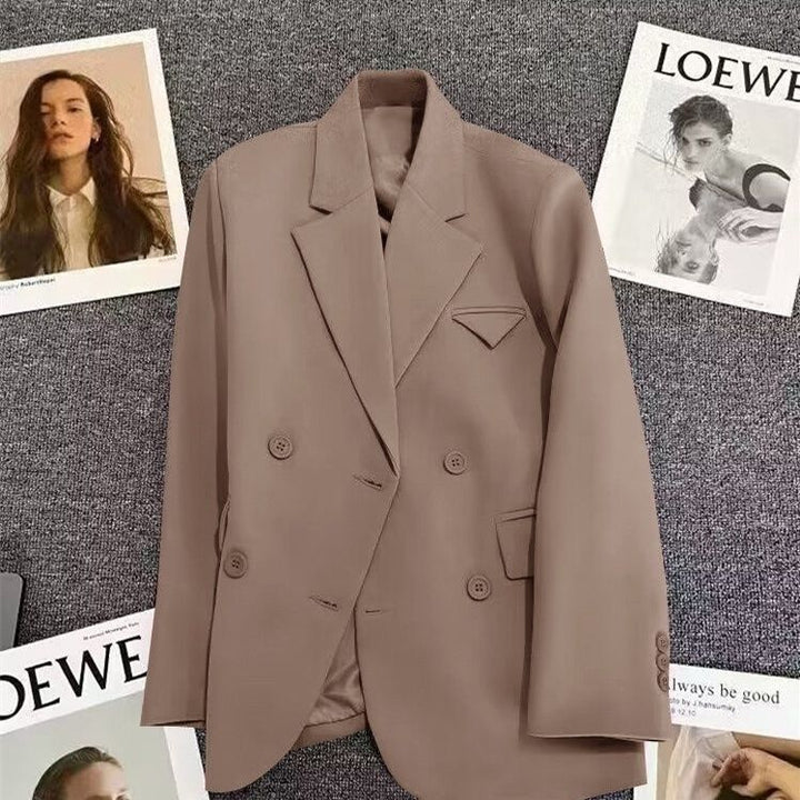 Dame elegant, tætsiddende dobbeltradet blazer med kreativ skæring Stilla