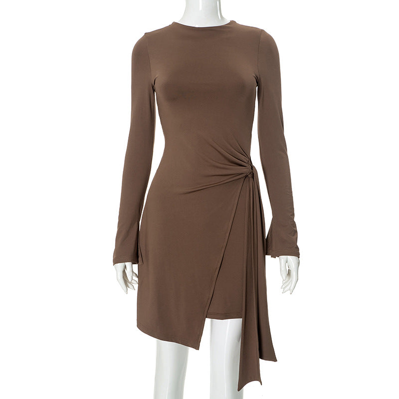 Femme Elegante Langærmet V-hals Kjole Stilla