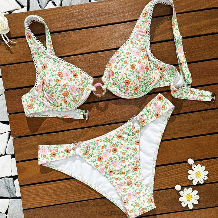 Dame blomster mønster bikini sæt Skovae