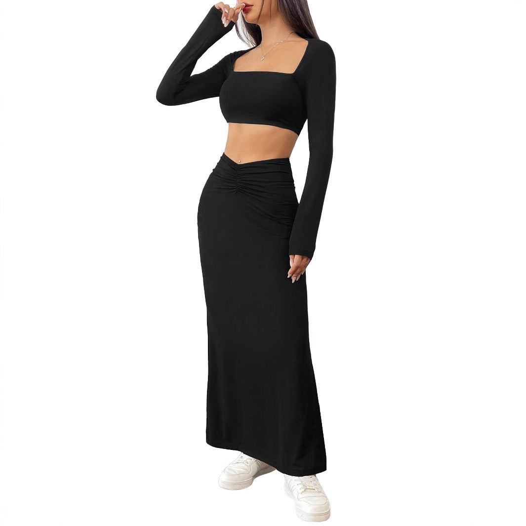 Damer elegant kombination af crop-top og maxiskørt Stilla