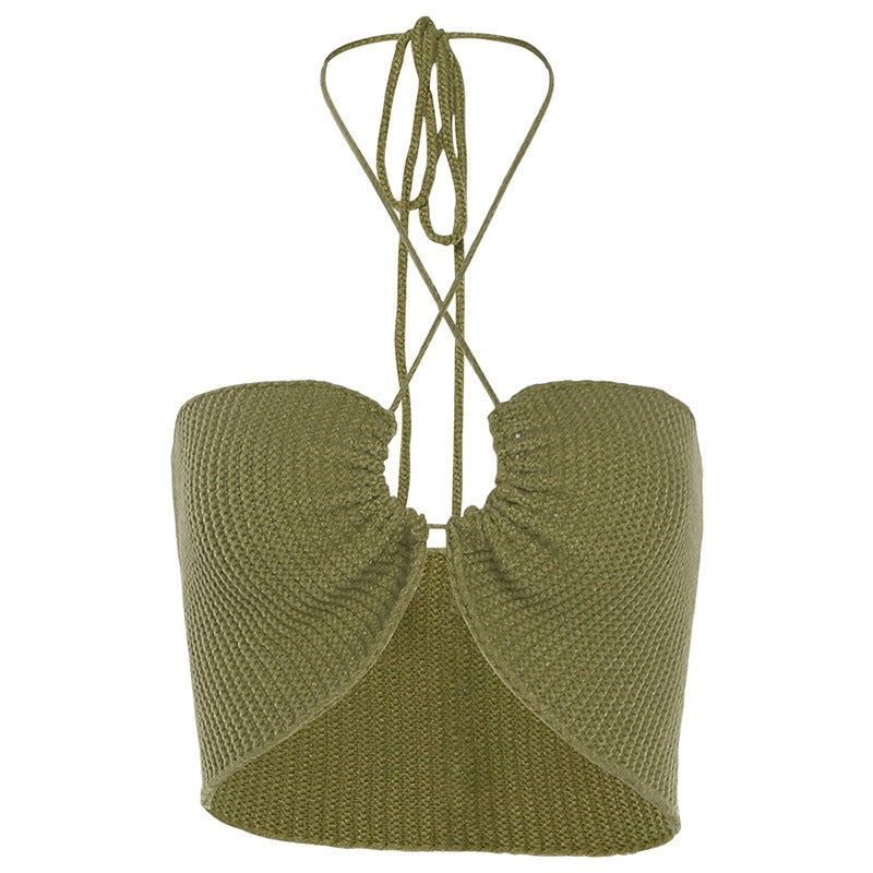 Femme Strikket Halter Crop Top Stilla