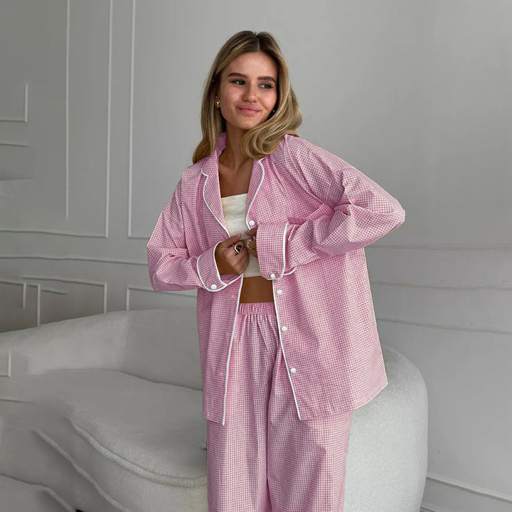 Dame klassisk ternet pullover natdragt Stilla