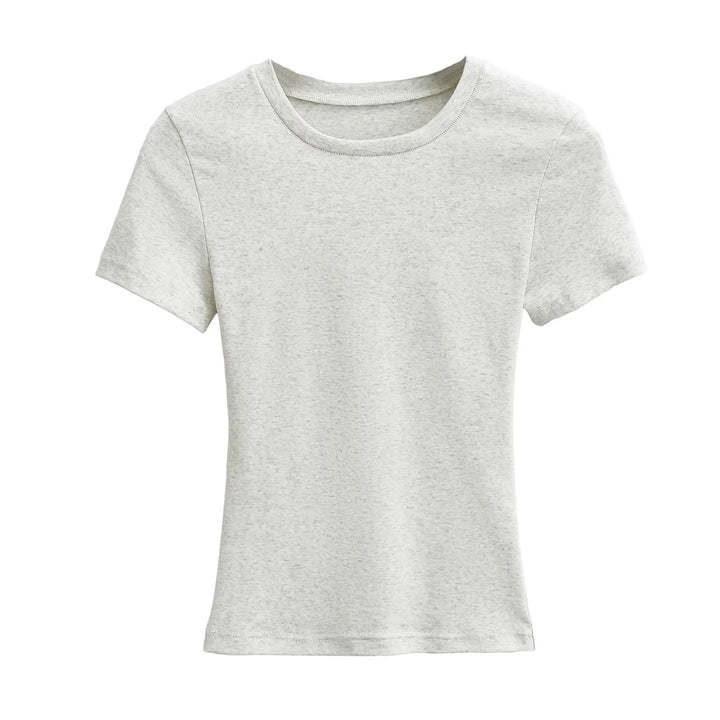 Damer figursyet Basic-T-shirt lavet af åndbart bomuldsblanding med rund halsudskæring Stilla