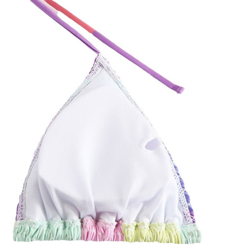 Dame Bikiniset med farverigt patchwork-design og smart overtræk Stilla