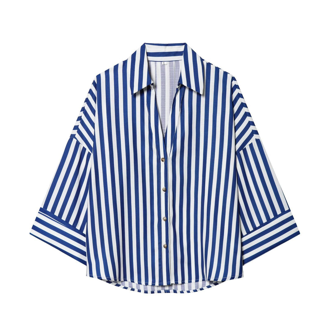 Dame skjorte bluse med afslappet snit og elegante 3/4-ærmer Skovae
