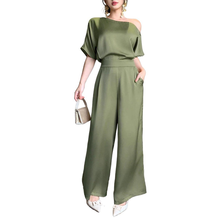 Dame Én skulder jumpsuit med bred ben og elegant snit Skovae