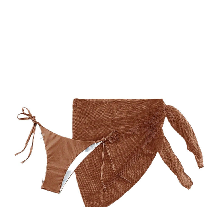 Dame triangel-bikini med raffineret netskørt Skovae