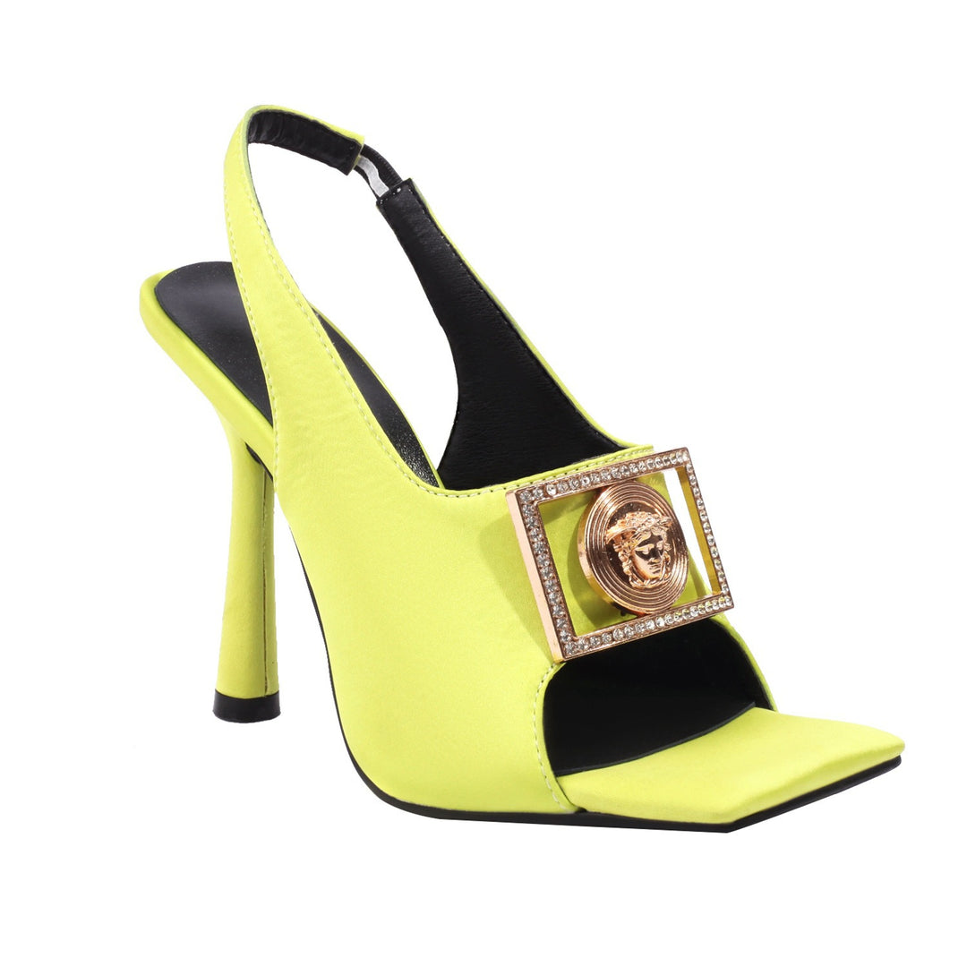 Dame Open-Toe Slingback Hælesandaler med dekorativt Statement-design Stilla