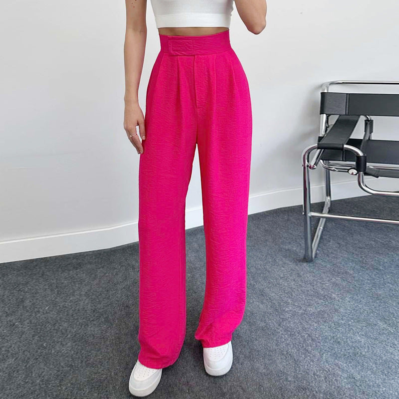 Damer Bred High-Waist Bukser med elegant Plissé Stilla