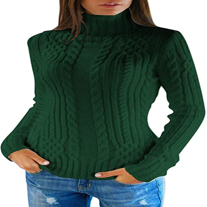 Dame sweater med ståkrave og struktureret strikdesign Stilla