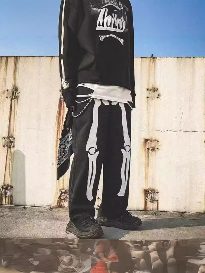 Herren Baggy-Jeans med skulpturelt skeletdesign Stilla