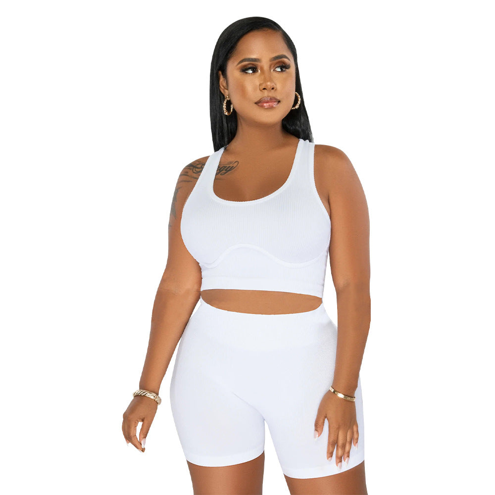 Damer Sporty Crop-Top og Shorts Sæt Stilla