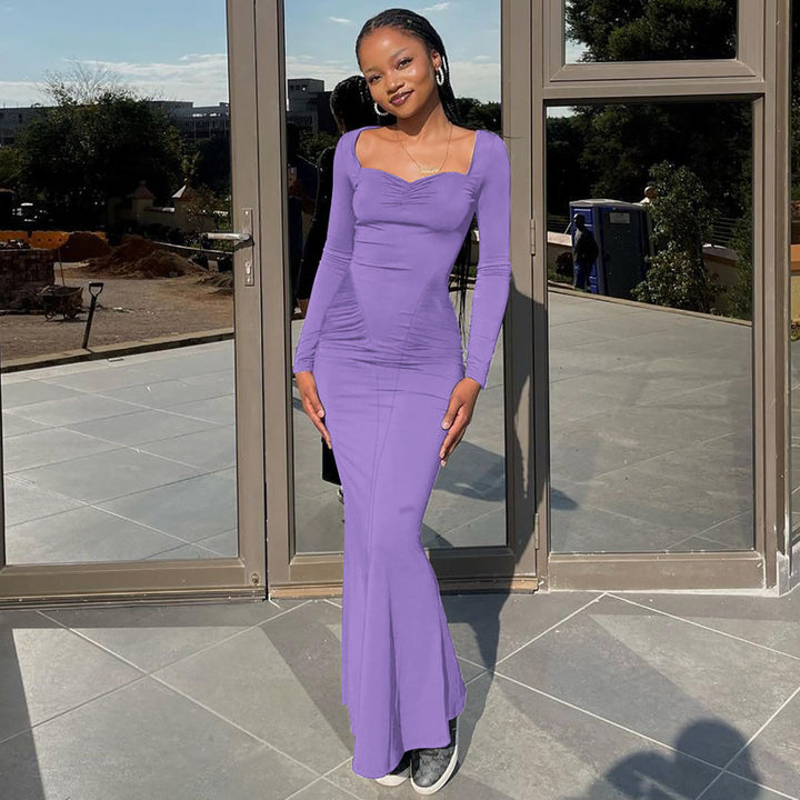 Dame Figurvenligt Maxikjole med Rynker og elegant design Stilla