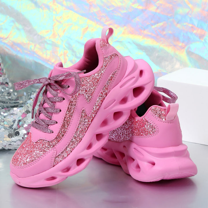 Dame Glitrende Sport-Sneakers med højdæmpende sål Stilla