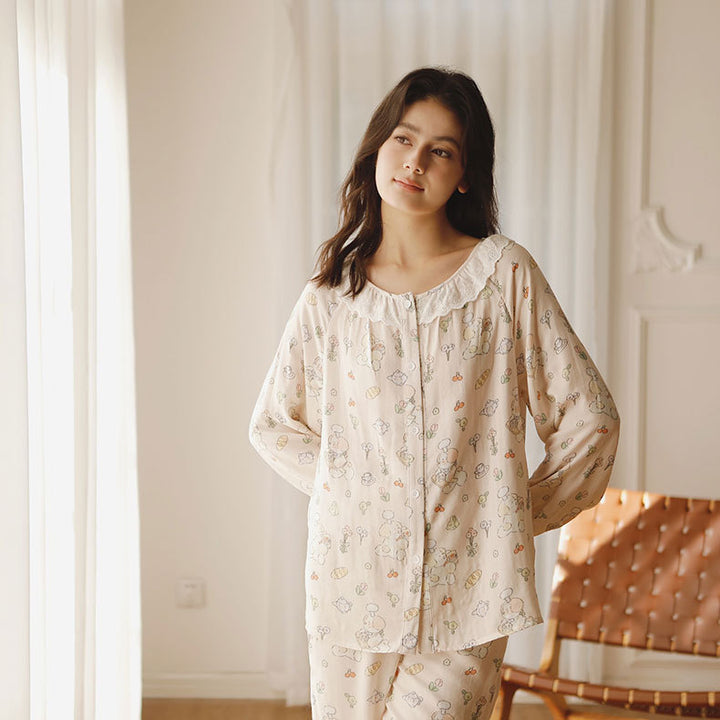 Dame Pyjama-sæt med behagelig kortærmet overdel og shorts i åndbart bomuldsstof Stilla